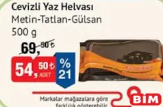 METİN-TATLAN-GÜLSAN CEVİZLİ YAZ HELVASI 500 G
